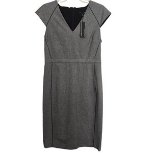 NWT Banana Republic Tattersall Black Gray Sheath Dress